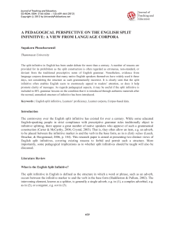 a pedagogical perspective on the english split infinitive: a view from