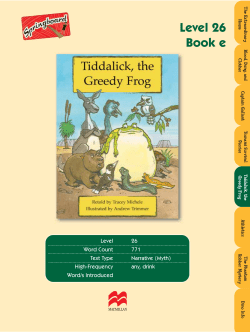 Tiddalick, the Greedy Frog Teacher Notes