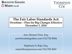 The Fair Labor Standards Act
