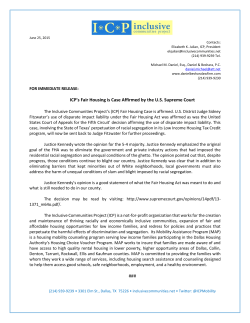ICP`s Fair Housing is Case Affirmed by the U.S. Supreme Court ###