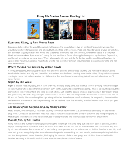 Rising 7th Graders Summer Reading List Esperanza Rising, by Pam