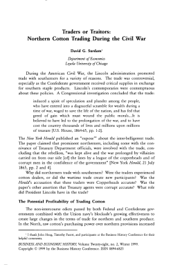 Traders or Traitors: Northern Cotton Trading During the Civil War