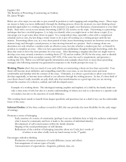 English 1301 The Benefits of Prewriting (Constructing an Outline) Dr