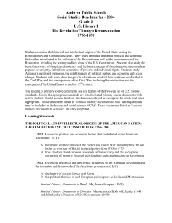 Andover Public Schools Social Studies Benchmarks &ndash; 2004 Grade 8