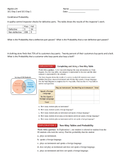Algebra 2H Name: 10.2 Day 2 and 10.3 Day 1 Date: Conditional
