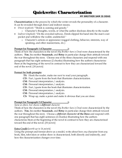 Quickwrite: Characterization