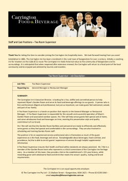 Tea Room Supervisor - The Carrington Inn