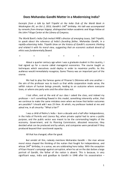 Speech: Does Mohandas Gandhi Matter in a Modernising India?