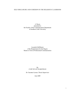 i SELF-DISCLOSURE AND COHESION IN THE RELIGIOUS