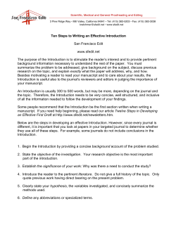 Ten Steps to Writing an Effective Introduction San Francisco Edit