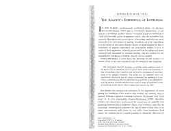 the analyst`s experience of loneliness
