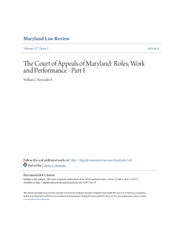 The Court of Appeals of Maryland: Roles, Work and Performance