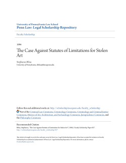 The Case Against Statutes of Limitations for Stolen Art