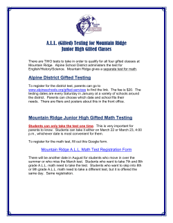 A.L.L. (Gifted) Testing for Mountain Ridge Junior High Gifted Classes