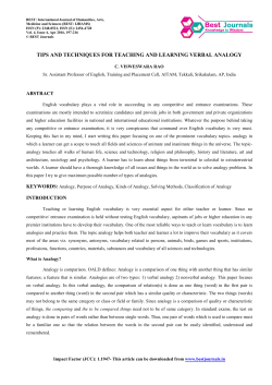Tips and Techniques for Teaching and Learning Verbal Analogy
