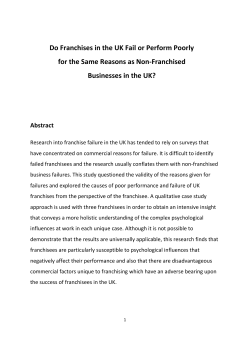 Do Franchises in the UK Fail or Perform Poorly for the Same