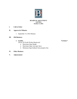 Call to Order II. Approval of Minutes 1