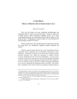 CARPE DIEM: PRIVACY PROTECTION IN EMPLOYMENT ACT