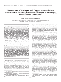 Observations of Hydrogen and Oxygen Isotopes in Leaf Water