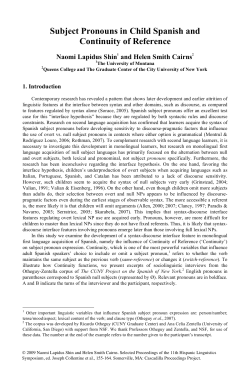 Subject Pronouns in Child Spanish and Continuity of Reference