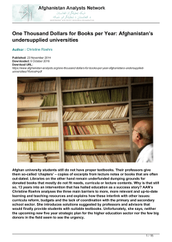 One Thousand Dollars for Books per Year: Afghanistan`s