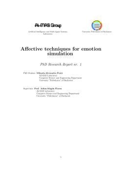 Affective techniques for emotion simulation - AI-MAS