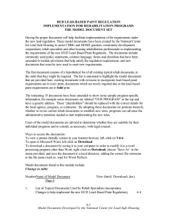 Model Document Developed by the National Center for Lead