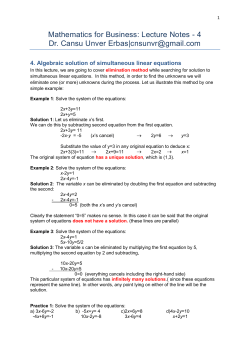 Mathematics for Business: Lecture Notes