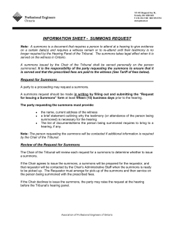 information sheet - summons request