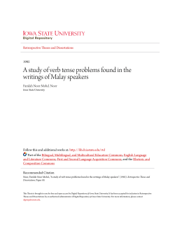 A study of verb tense problems found in the writings of Malay speakers