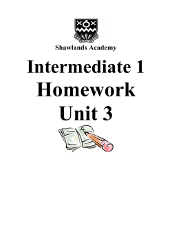 Int 1 - Shawlands Academy