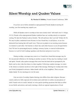 Silent Worship and Quaker Values