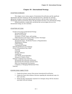 Chapter 10&mdash;International Strategy