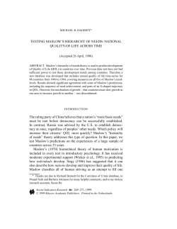 Testing Maslow`s Hierarchy of Needs: National Quality-of