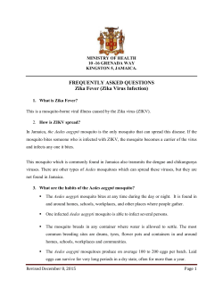 FREQUENTLY ASKED QUESTIONS Zika Fever