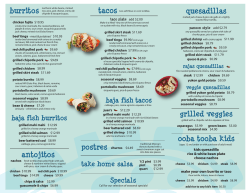 To-Go menu - Ooba Tooba