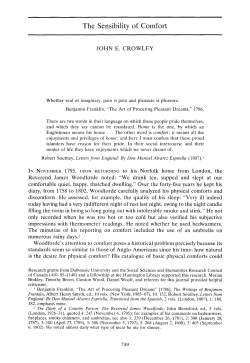 The Sensibility of Comfort