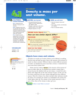 Density is mass per unit volume.