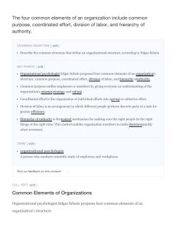 The four common elements of an organization include