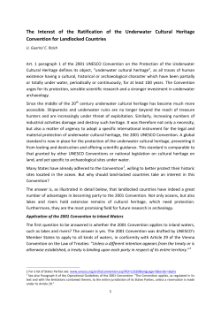 The Interest of the Ratification of the Underwater Cultural
