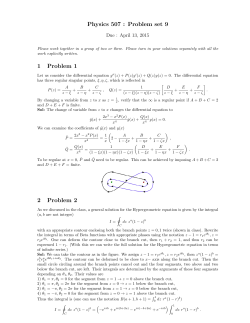 Physics 507 : Problem set 9 1 Problem 1 2 Problem 2