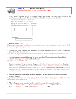 Problem Set Periodic Table Review Complete all
