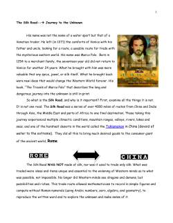 The Silk Road--   Journey to the Unknown
