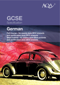 GCSE German Specification Specification for exams from