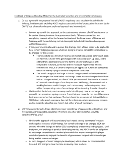 SSX - Submission to ASIC Industry Funding