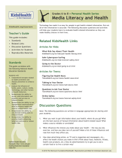 Media Literacy and Health - KidsHealth in the Classroom