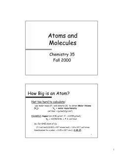 Chapt. 2: Atoms and Molecules