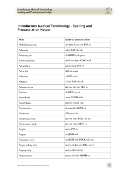 Introductory Medical Terminology &ndash; Spelling and Pronunciation Helper