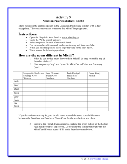Activity 9 &ndash; Nouns in Prairies dialects: Michif