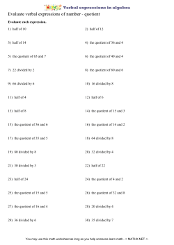 Evaluate verbal expressions of number - quotient
